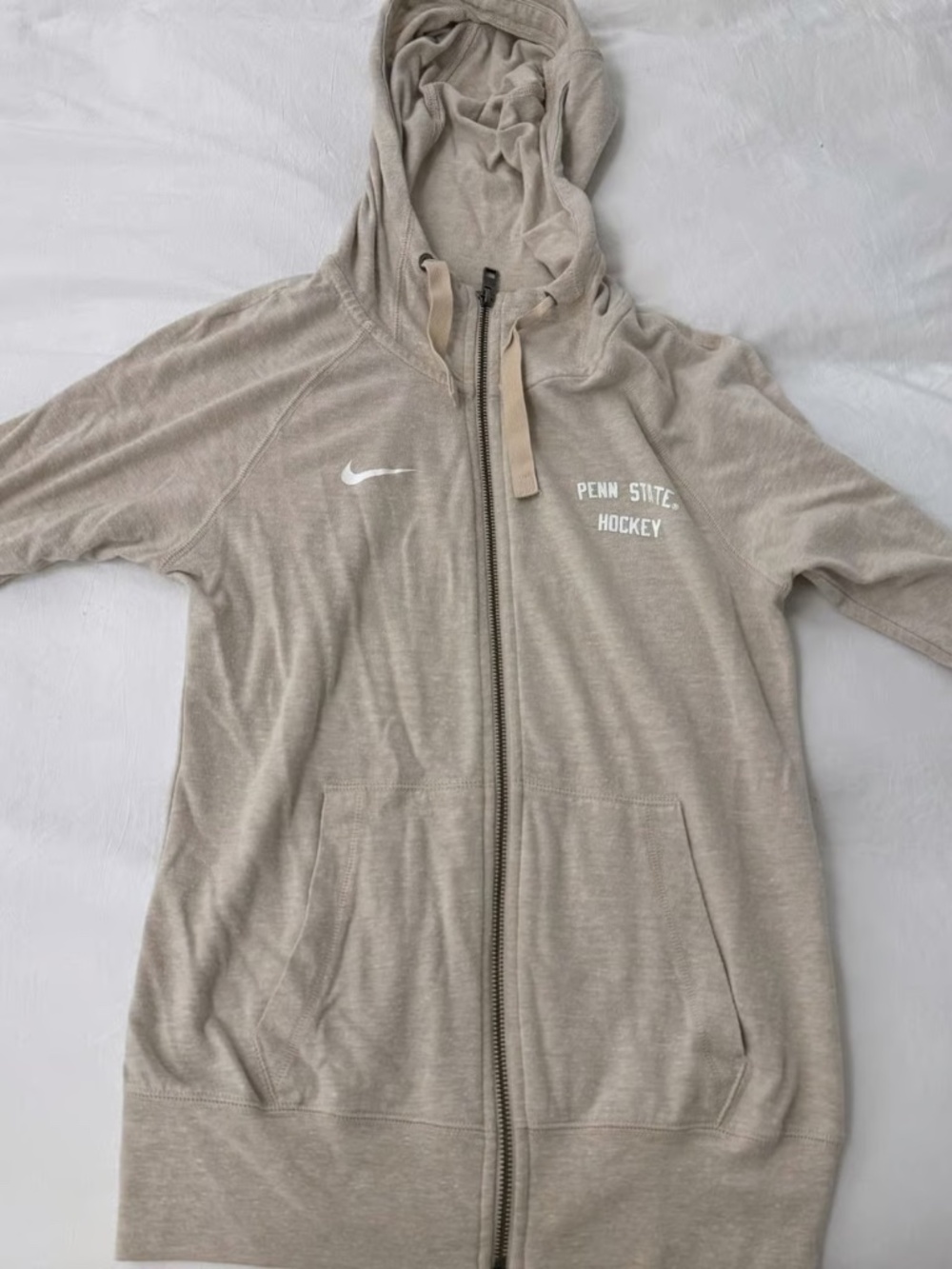 Nike Penn State Hockey Full Zip Cream / Beige Hooded Jacket | Size XS
